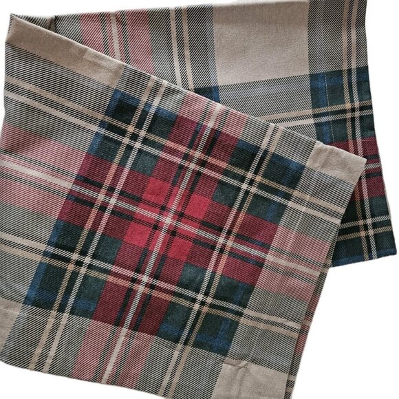Cuddl Duds Tan & Red Tartan Plaid Flannel Pillow Cover Shams Set Standard 20x26 - Picture 1 of 2